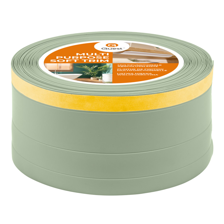 Battiscopa di finitura W2 in PVC 4 in 1 120 mm, autoadesivo, coprente, battiscopa flessibile per pavimenti e pareti, verde chiaro
