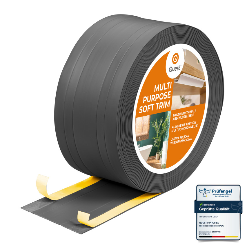 PVC Multifunctionele Lijst 2in1 – Zelfklevend Afwerkpaneel, 110Mm, Donkergrijs