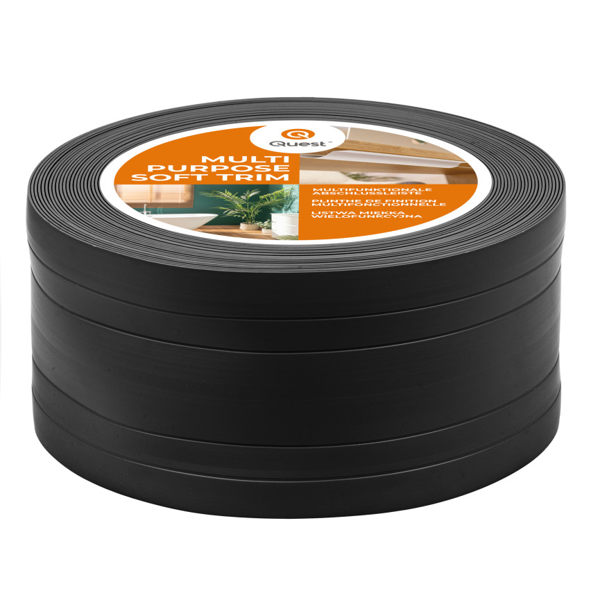 Battiscopa di finitura W4 in PVC 2 in 1 110 mm, autoadesivo, coprente, battiscopa flessibile per pavimenti e pareti, nero