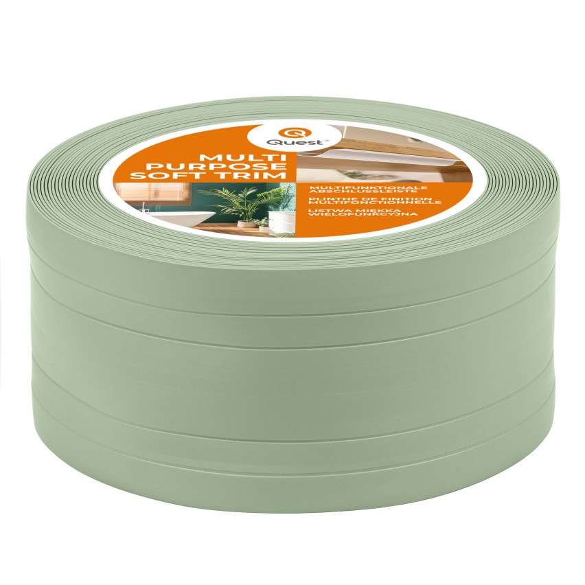 Battiscopa di finitura W4 in PVC 2 in 1 110 mm, autoadesivo, coprente, battiscopa flessibile per pavimenti e pareti, verde chiaro