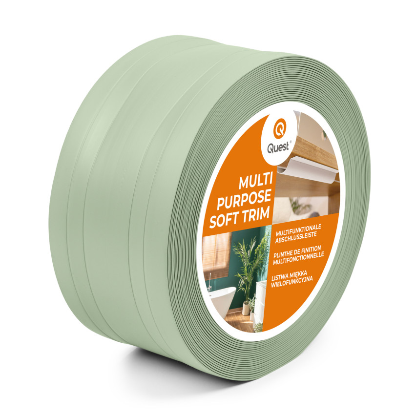 Battiscopa di finitura W4 in PVC 2 in 1 110 mm, autoadesivo, coprente, battiscopa flessibile per pavimenti e pareti, verde chiaro