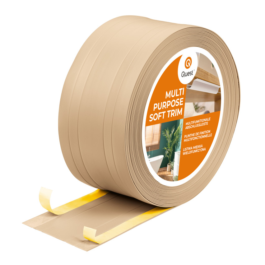 Battiscopa di finitura W4 in PVC 2 in 1 110 mm, autoadesivo, coprente, battiscopa flessibile per pavimenti e pareti, sabbia