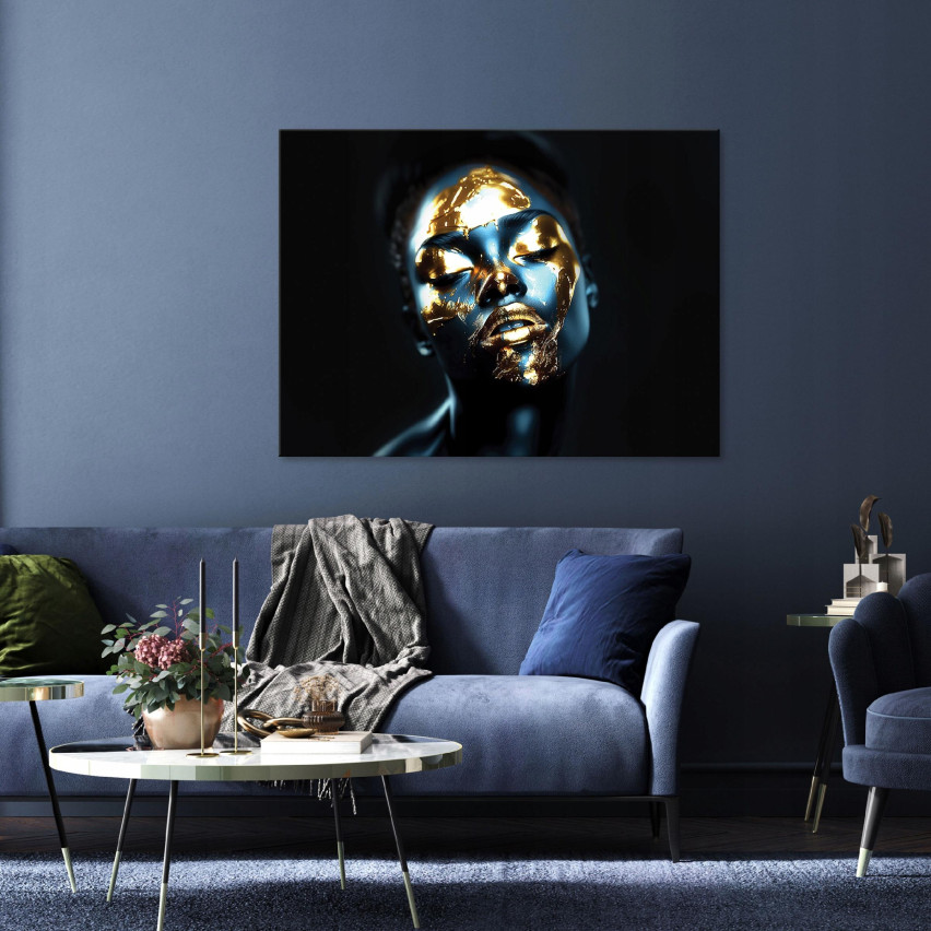 FACE ABSTRACT GOLDEN MODERN IMAGE NA PLACA DE PAREDE 100x70