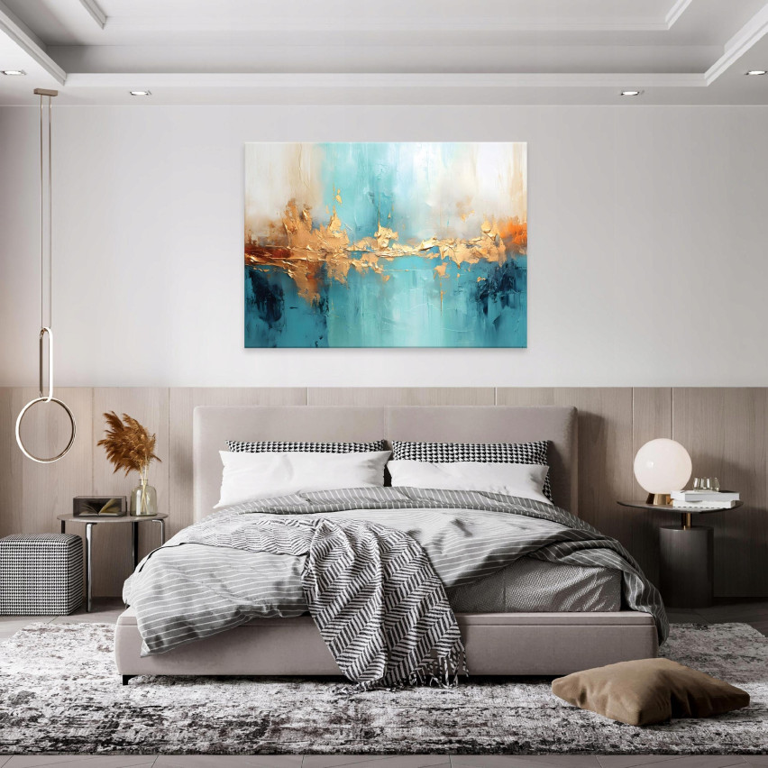 Image ABSTRACT GOLD BLUE Large Living Room 60x40
