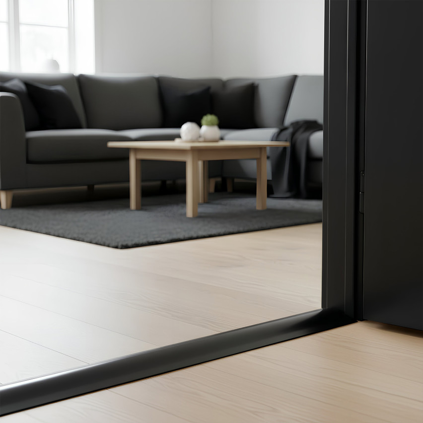 Flexibel PVC-oprijprofiel voor tegels, tapijten, zwart