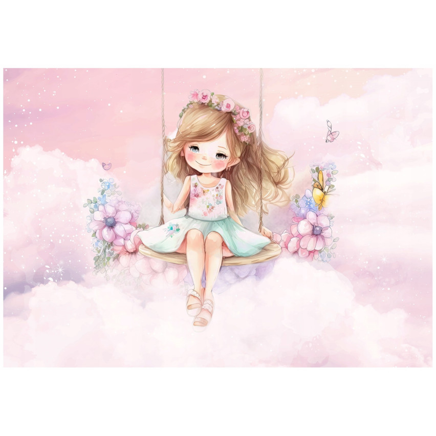 photo wallpaper for girls ballerina clouds roses wallpaper for children 150x105