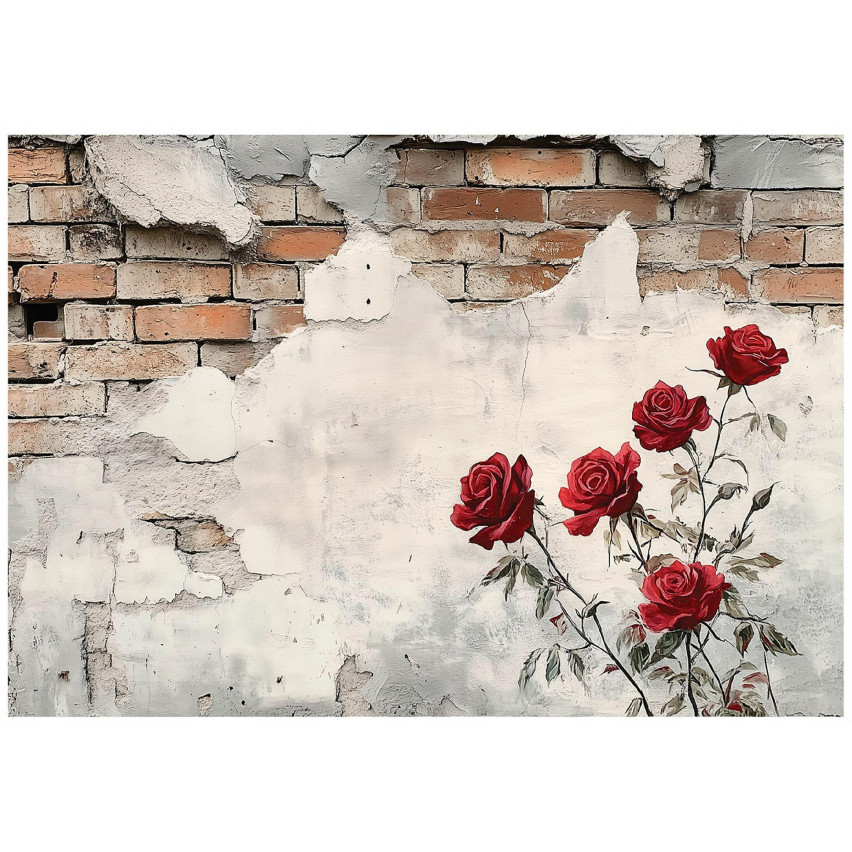 FOTOTAPETA MURO BRICKS FIORI FLIZELINE carta da parati 400x280