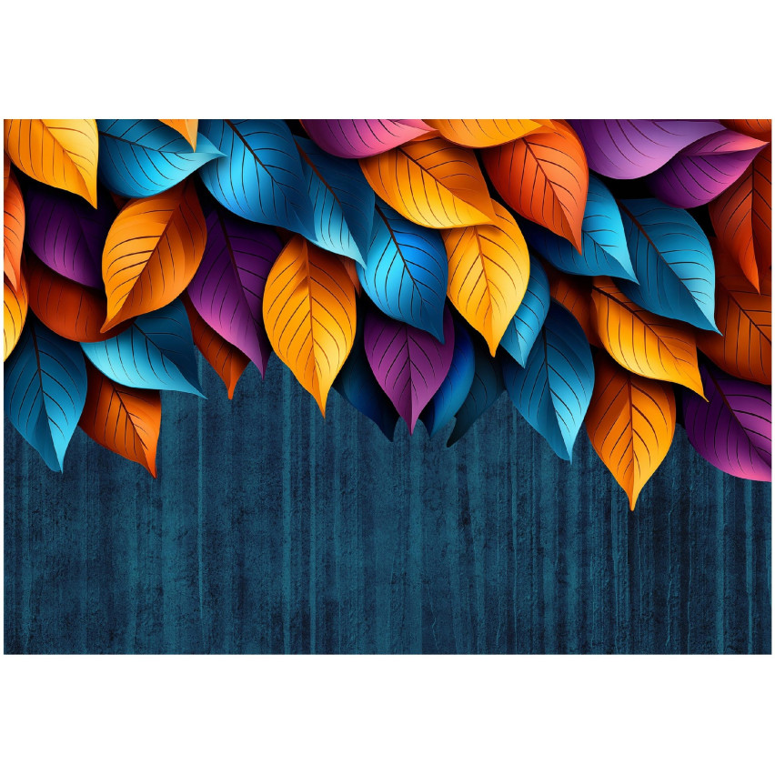 FOTOTAPET COLOURED BETON LEAVES FOR THE SITTING ROOM LIVING ROOM Wallpaper 300x210