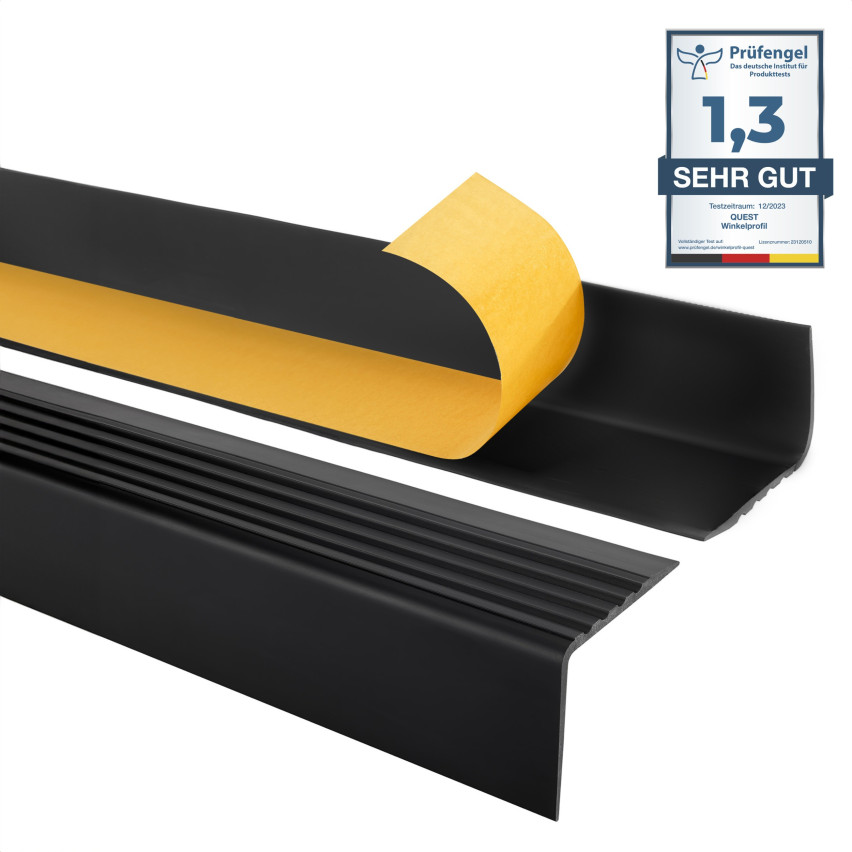Anti-slip stair profile with adhesive 50x42 mm black, 100 cm – Set
