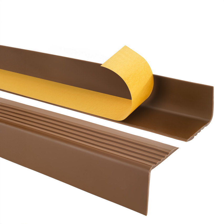 Non-slip stair nosing, self-adhesive, 50x42mm, brown 
