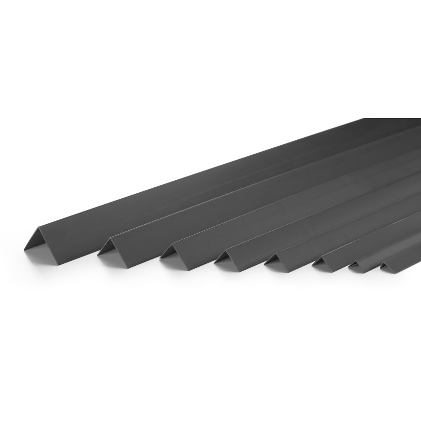 Cantoneira de PVC preto, perfil em L, canto decorativo, KT