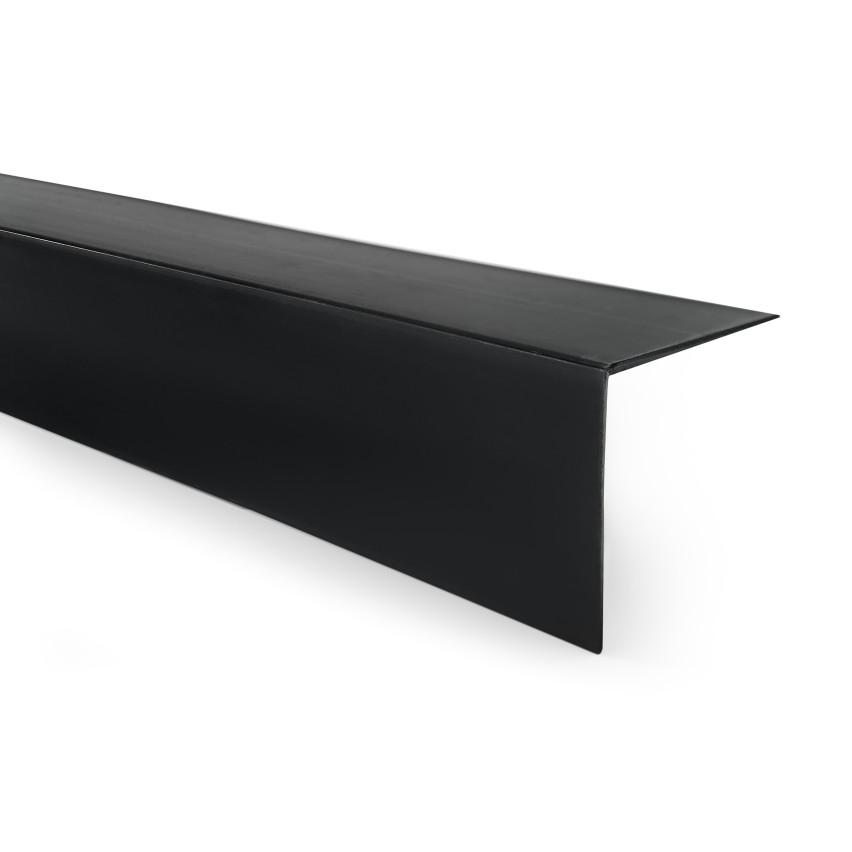 Cantoneira de PVC preto, perfil em L, canto decorativo, KT