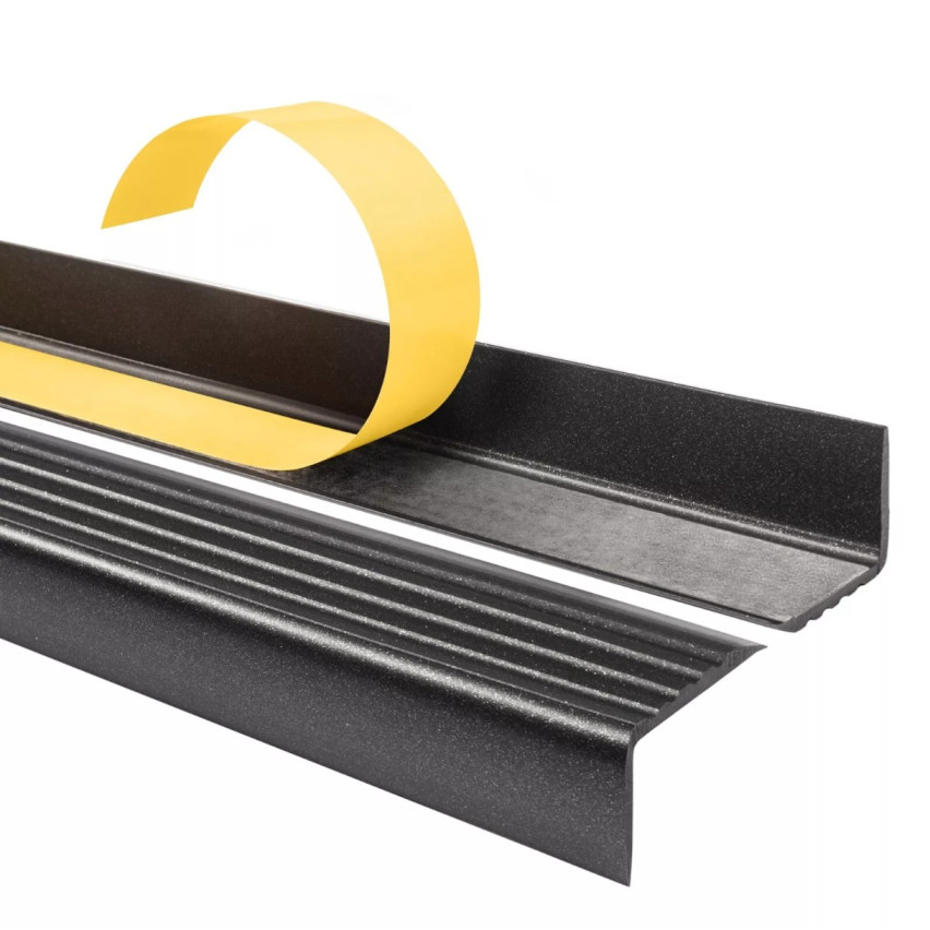 Anti-slip self-adhesive stair profile, 40x25, black and silver