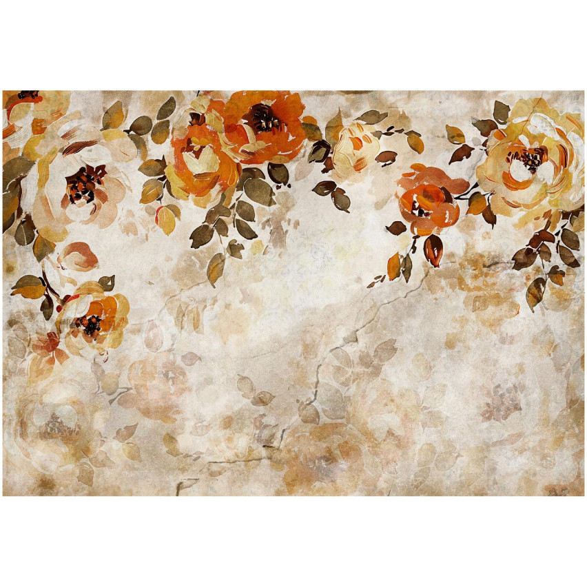VINTAGE FLOWERS ON CONCRETE Roses FOR THE SITTING ROOM Wallpaper 400x280