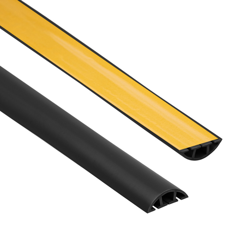 Zelfklevend kabelkanaal, kabel beschermer PVC, zwart, halfrond PK