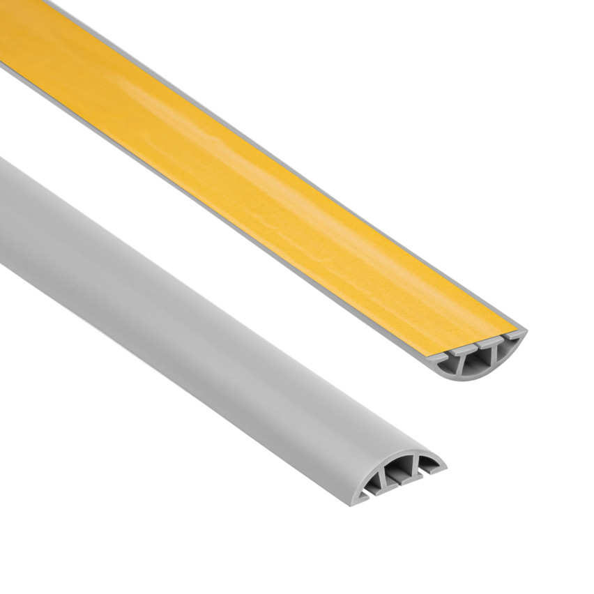 Zelfklevend kabelkanaal, kabel beschermer PVC, grijs, halfrond PK