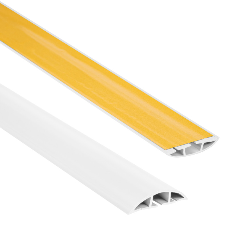 Zelfklevend kabelkanaal, kabel beschermer PVC, wit, halfrond PK