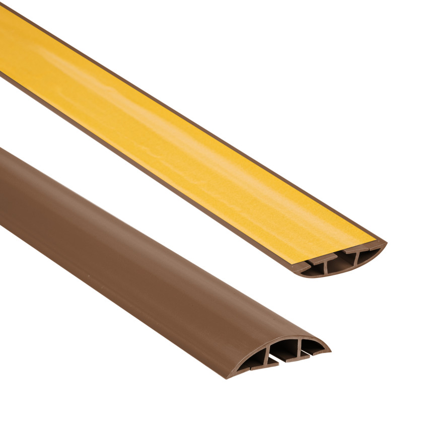 Canaleta de cabo de mascaramento de PVC semicircular, tampa de cabo autoadesiva, castanho