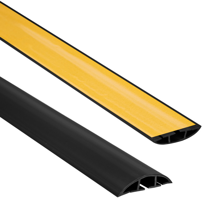 Zelfklevend kabelkanaal, kabel beschermer PVC, zwart, halfrond PK
