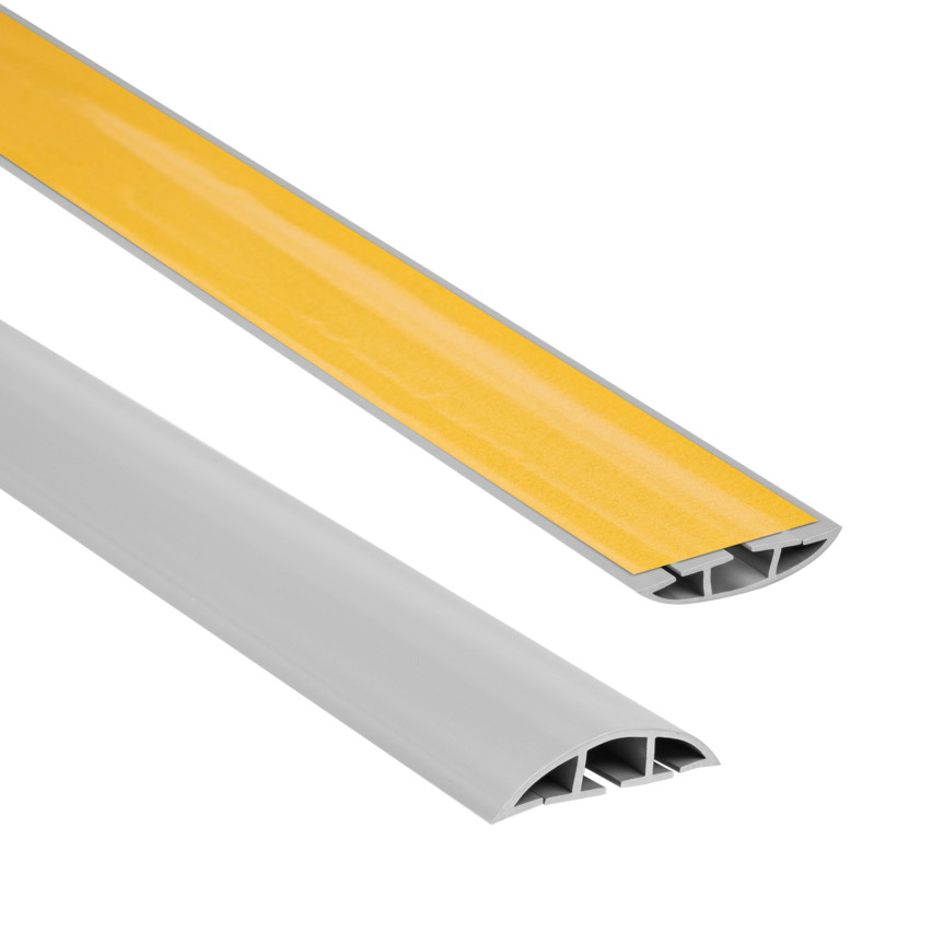 Zelfklevend kabelkanaal, kabel beschermer PVC, grijs, halfrond PK