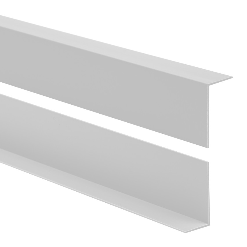 Quadrado duro de PVC decorativo, perfil em L, canto decorativo, KT, cinzento