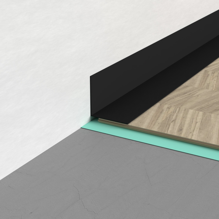 Quadrado duro de PVC decorativo, perfil em L, canto decorativo, KT, cinzento