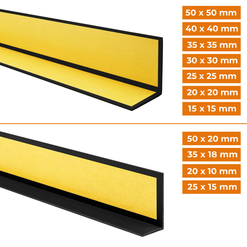 Profilo angolare decorativo in PVC tipo L autoadesivo, per protezione e rifinitura bordi KTK, grigio