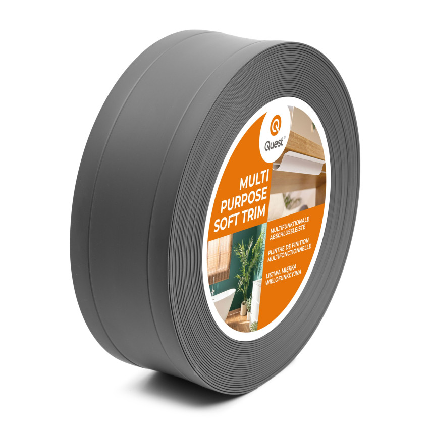 Vícefunkční PVC lišta 6in1 – samolepicí dokončovací panel, tmavě šedá