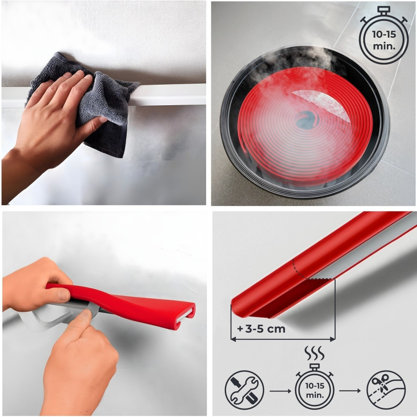 Barandilla PVC, 40x8 mm pasamanos escalera, perfil de pasamanos PREMIUM, plata, 1 m