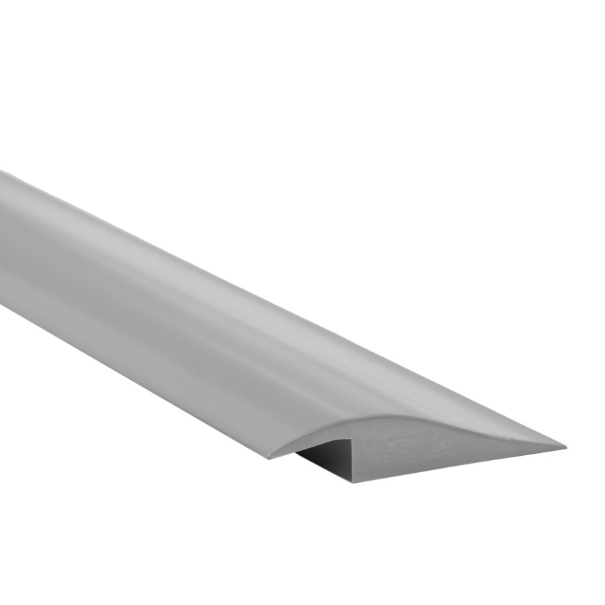 Pružný PVC nájazdový profil na dlaždice, koberce, sivý