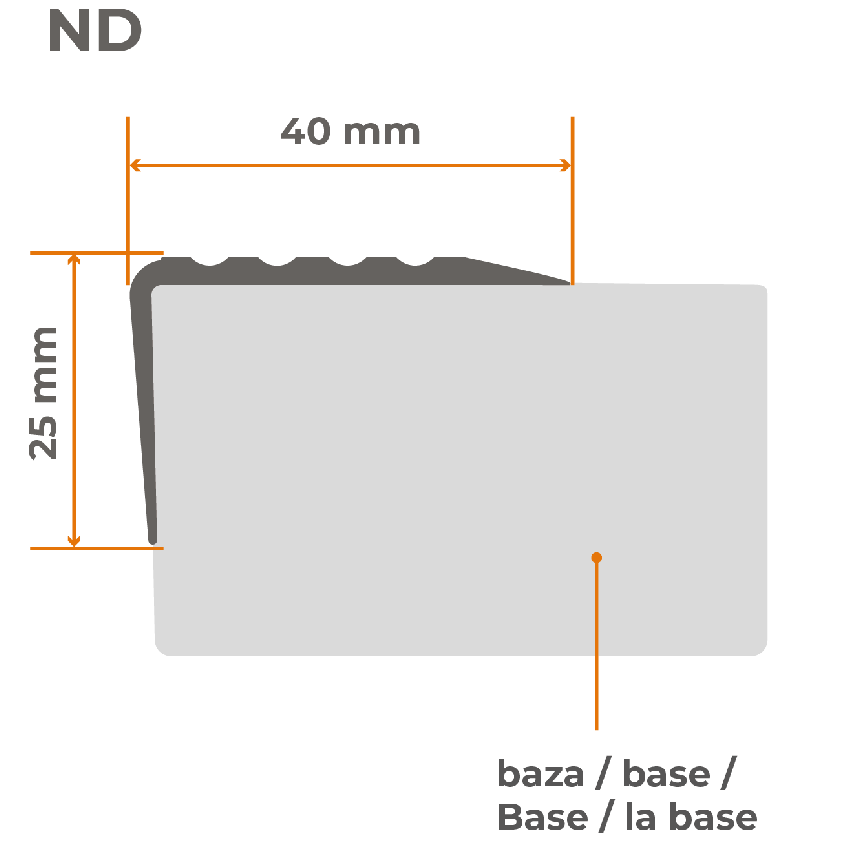 Conjunto: Perfis Antiderrapantes Auto-Adesivos para Escadas, cinza, 40x25 mm, 100 cm