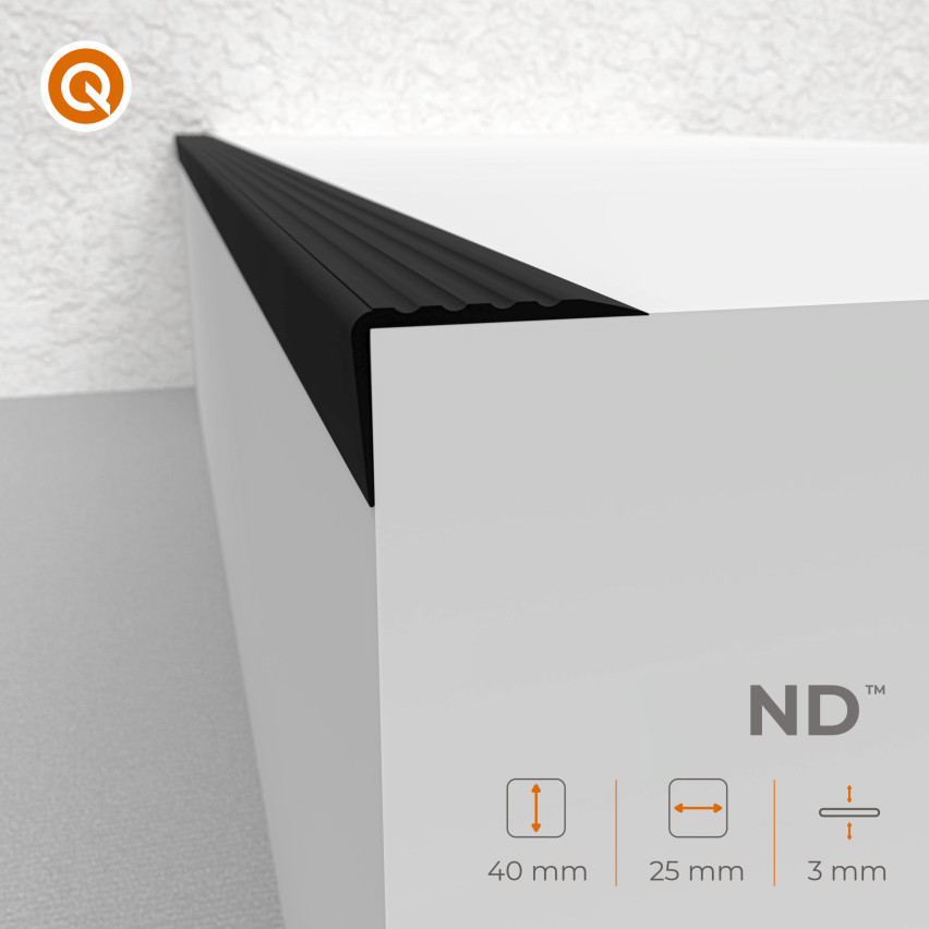 Conjunto: Perfis Antiderrapantes Auto-Adesivos para Escadas, prateado, 40x25 mm, 100 cm