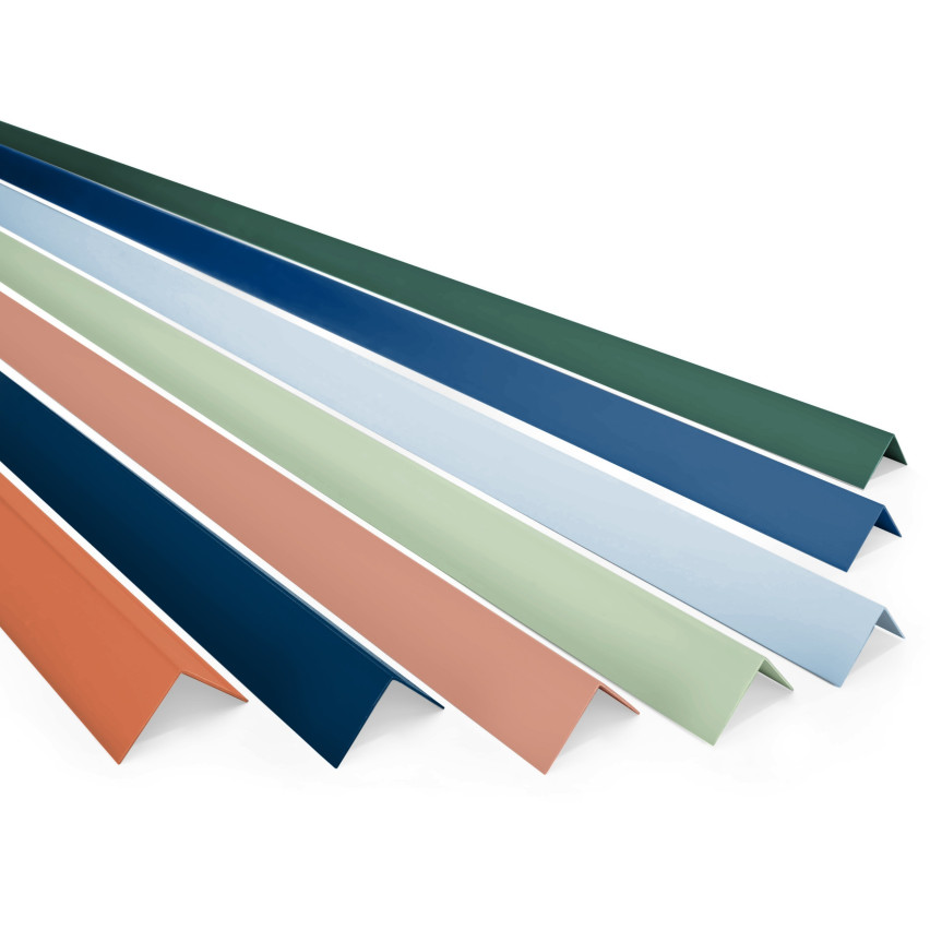 Ângulo duro de PVC colado na parte externa perfil decorativo em L, canto com cola, KTZ, azul claro