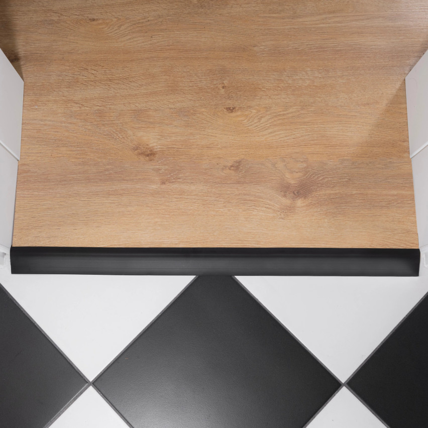 Flexibel PVC-oprijprofiel voor tegels, tapijten, zwart