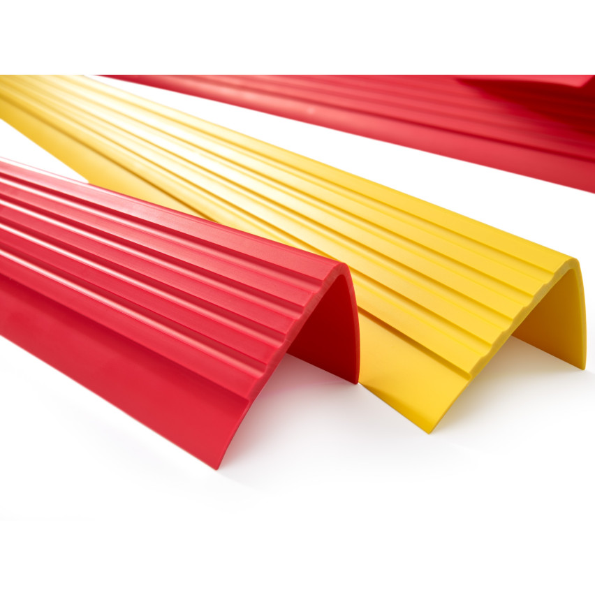 Perfil antideslizante para escaleras PVC, 40x40 mm perfil peldaño escalera RD, rojo, 150 cm