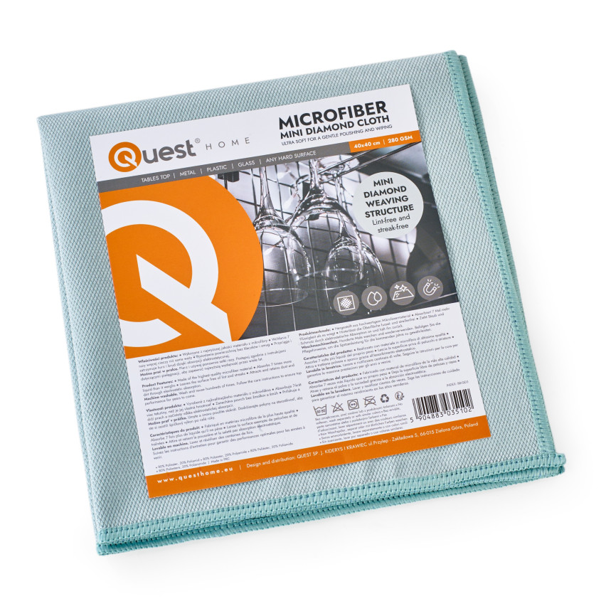 Paño de microfibra para limpiar y abrillantar cristales, espejos - Diamond Glass, azul claro
