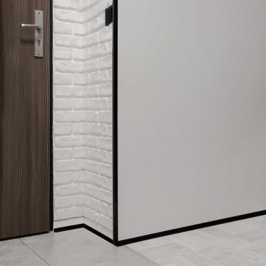 Quadrado duro de PVC decorativo, perfil em L, canto decorativo, KT, cinzento