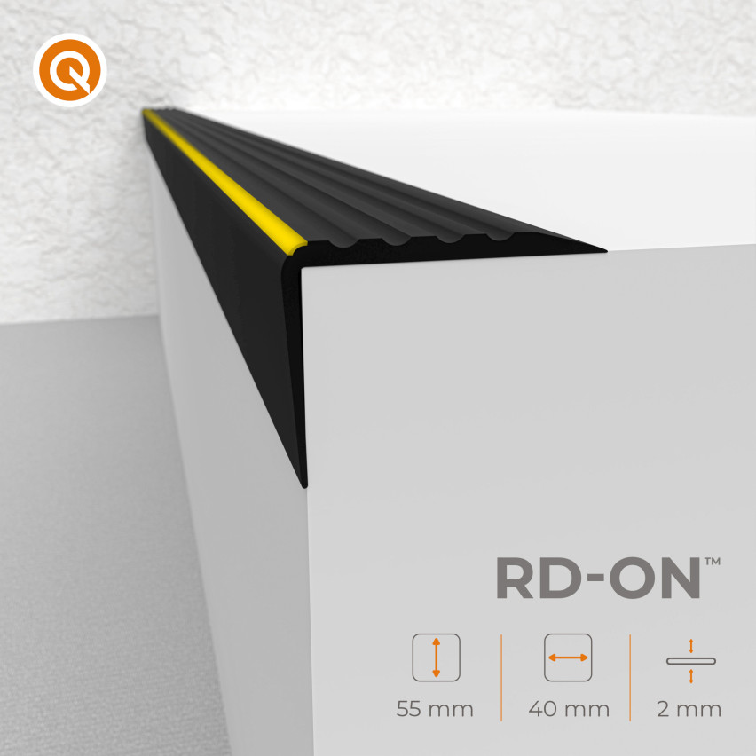 Libisemisvastane astmeprofiil liimiga, hoiatusprofiil, 55x40mm, must 