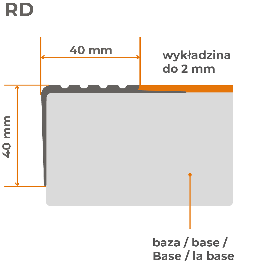 Anti-slip stair profile RD 1.5m yellow