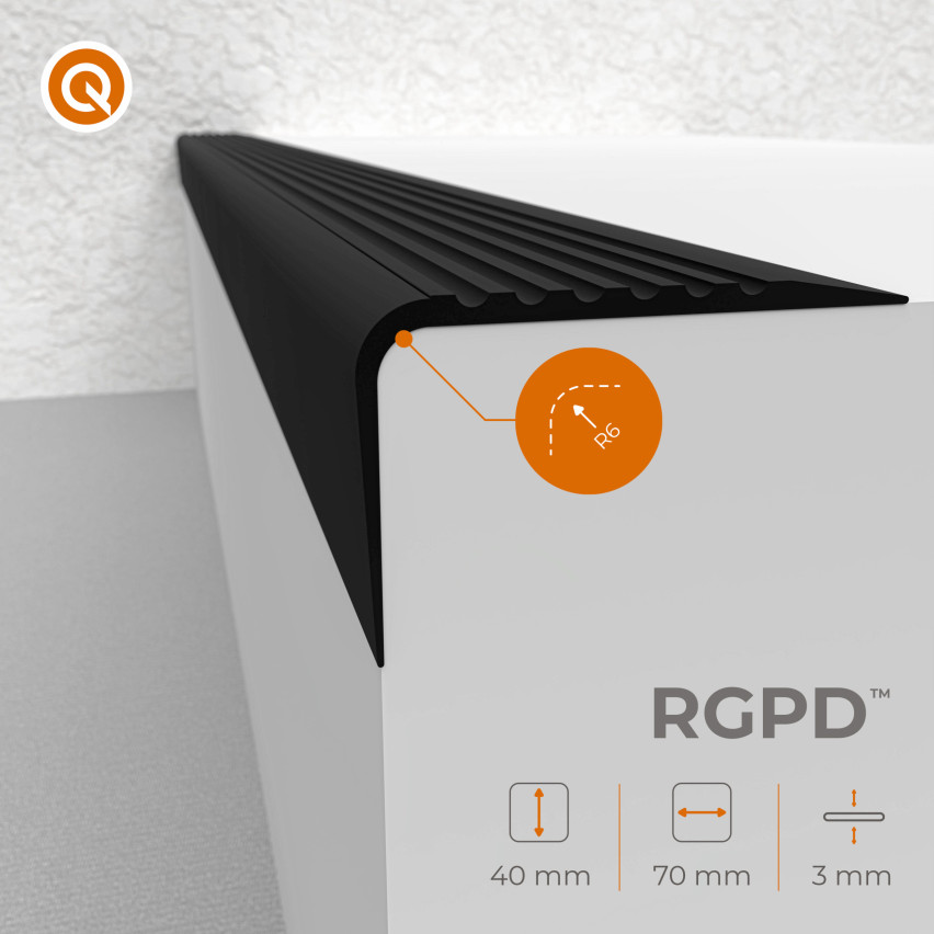 Non-slip stair nosing 70x40mm, 150cm, beige