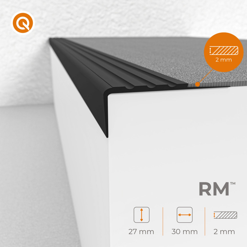 Protišmykový profil na schody s lepidlom, 30x27mm, hnedý
