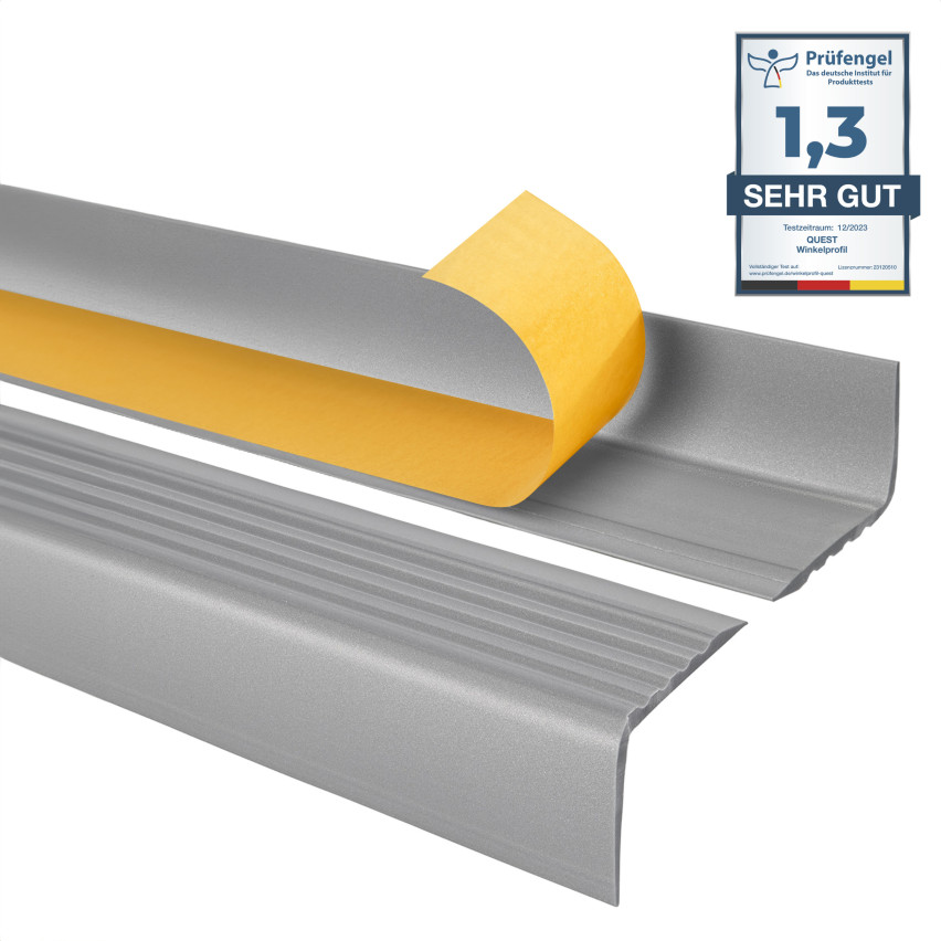 Non-slip stair nosing, self-adhesive, 50x42mm, silver 