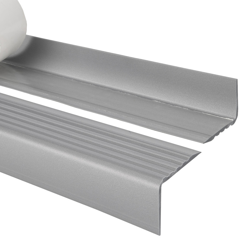 Non-slip stair nosing, self-adhesive, 50x42mm, silver 