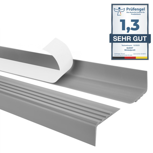 Non-slip stair nosing, self-adhesive, 30x27mm, grey