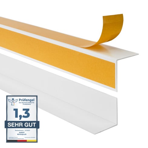 Angle hard glued on the outside, white