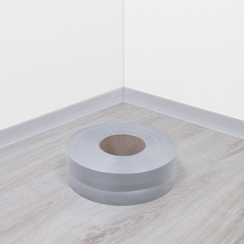 Battiscopa in PVC grigio, autoadesivo, listello flessibile per pavimenti facile da installare