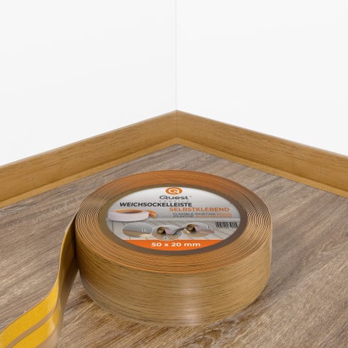 Самозалепващ се мек перваз 50x20 mm, гъвкав облицовъчен корниз за кухня и баня, PVC подов корниз, уплътнителна лента, дъб