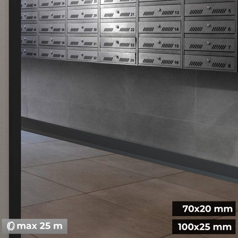 PVC 100x25mm skirting board dark grey