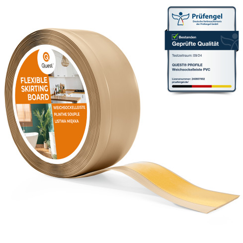 Self-Adhesive PVC Skirting Board, 70x20mm, sand