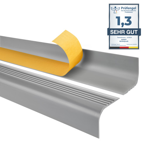 Non-slip stair profile with adhesive, 52x40mm, gray